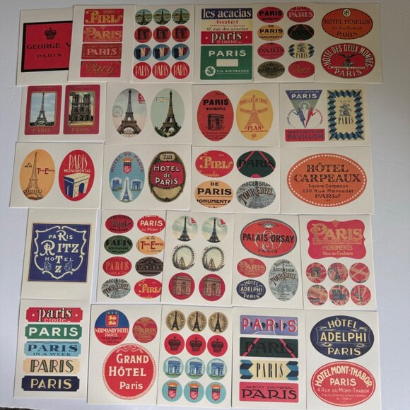 Vintage Paris Hotel Postcard & Sticker Collection in Metal Tin Vintage Style 42 - Picture 2 of 11